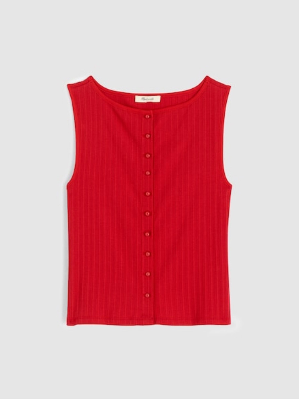 Madewell Cherry Red Ribbed Button-Front Tank